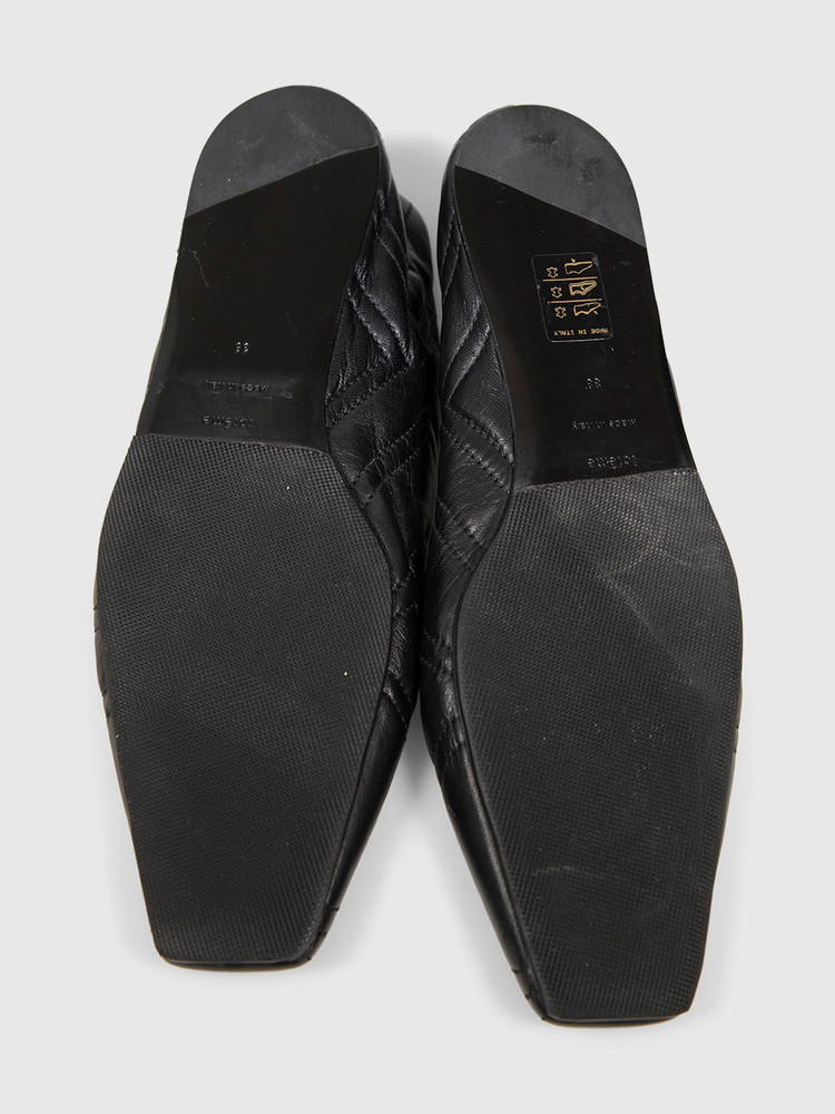Totême Black Leather Quilted Ballet Flats