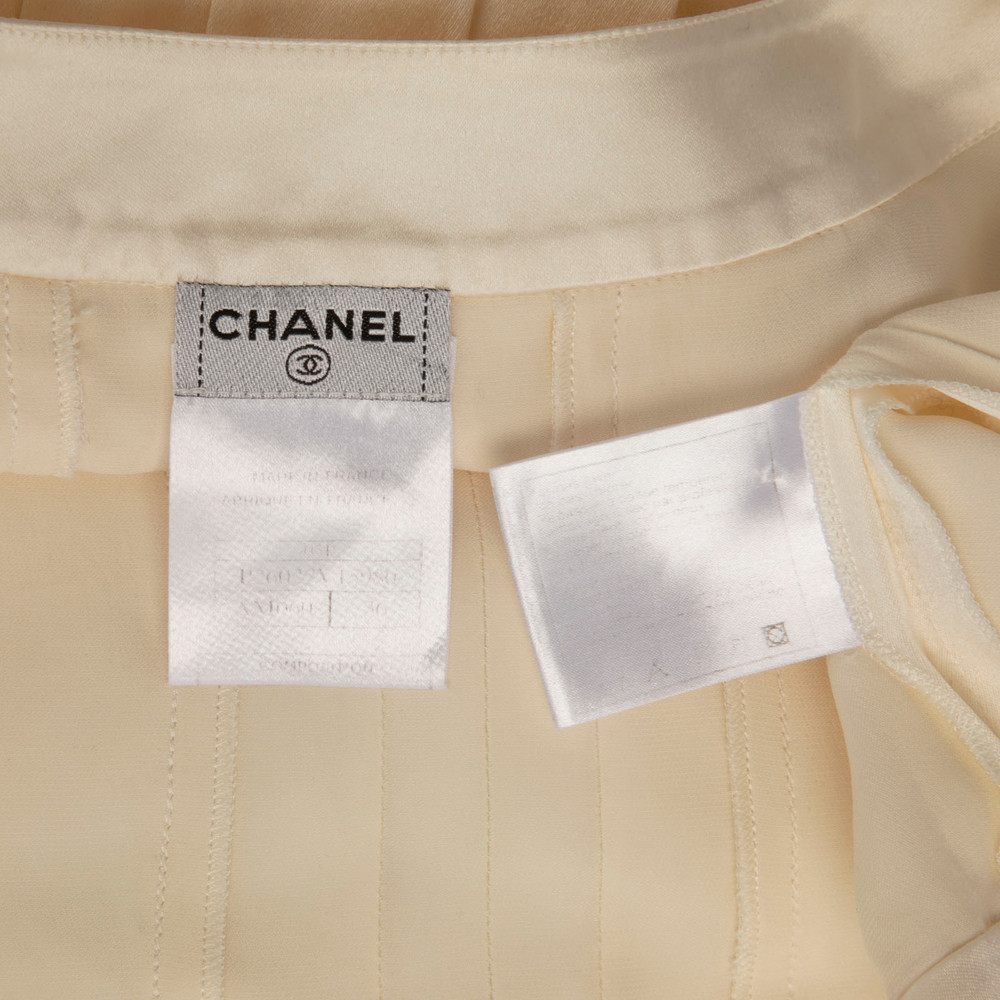 Chanel Ecru Silk Pleated Vest