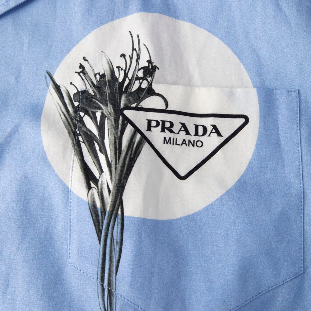 Prada Blue Cropped Logo Shirt