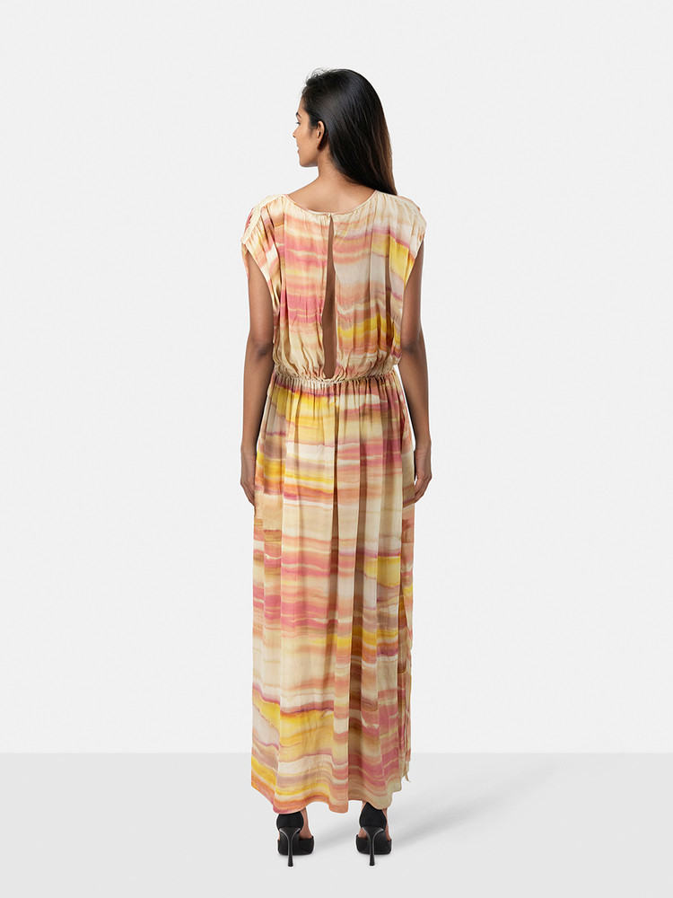 Loro Piana Yellow & Pink Maxi Dress