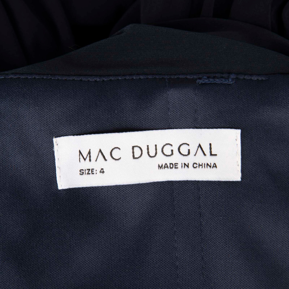 Mac Duggal Navy Crystal Embellished Ruched Dress