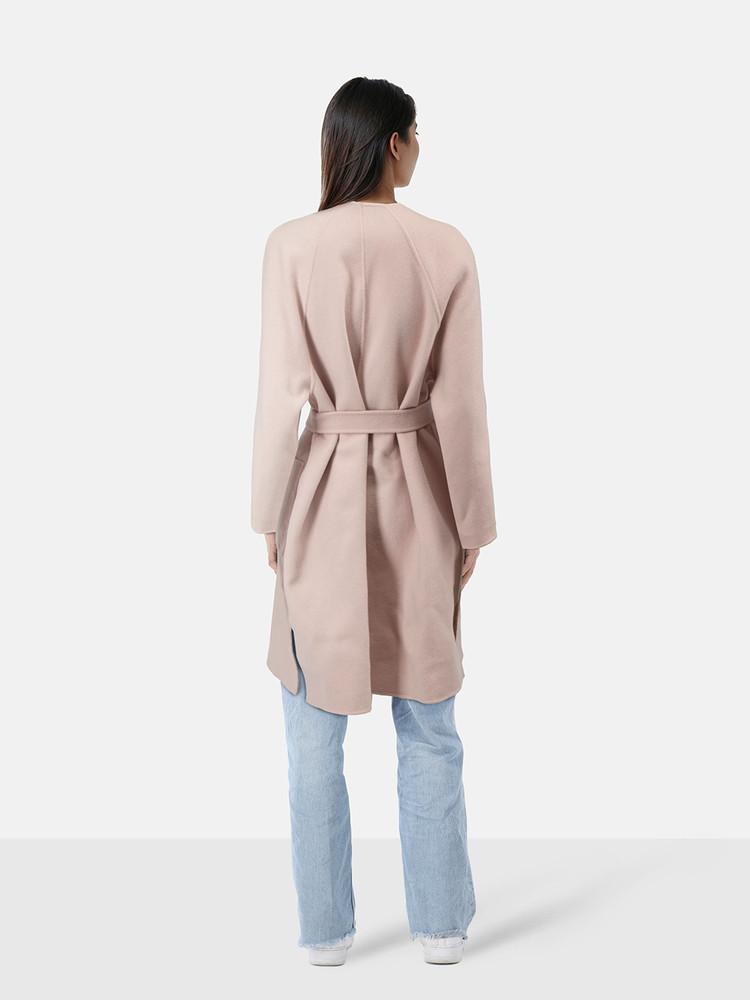 Max Mara Pink & Beige Wool Belted Reversible Coat