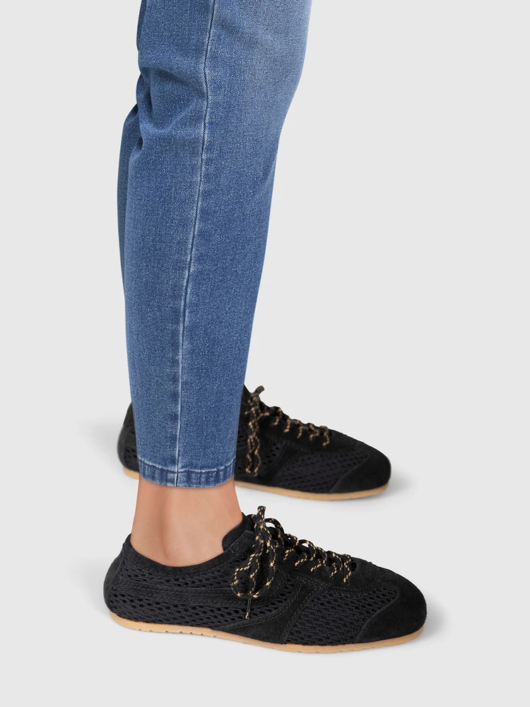 Dries Van Noten Black Suede & Mesh Trainers