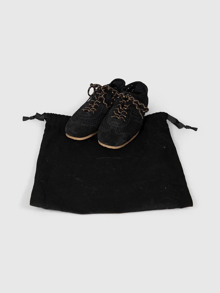 Dries Van Noten Black Suede & Mesh Trainers