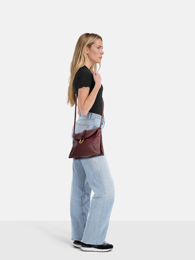 Bottega Veneta Burgundy Leather Liberta Crossbody Bag