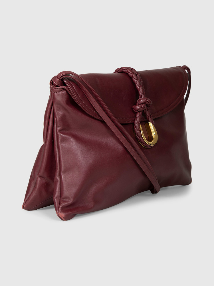 Bottega Veneta Burgundy Leather Liberta Crossbody Bag