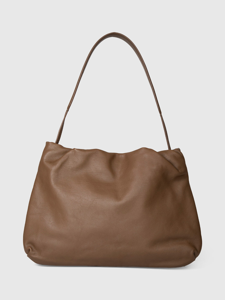 The Row Brown Leather Bourse Shoulder Bag