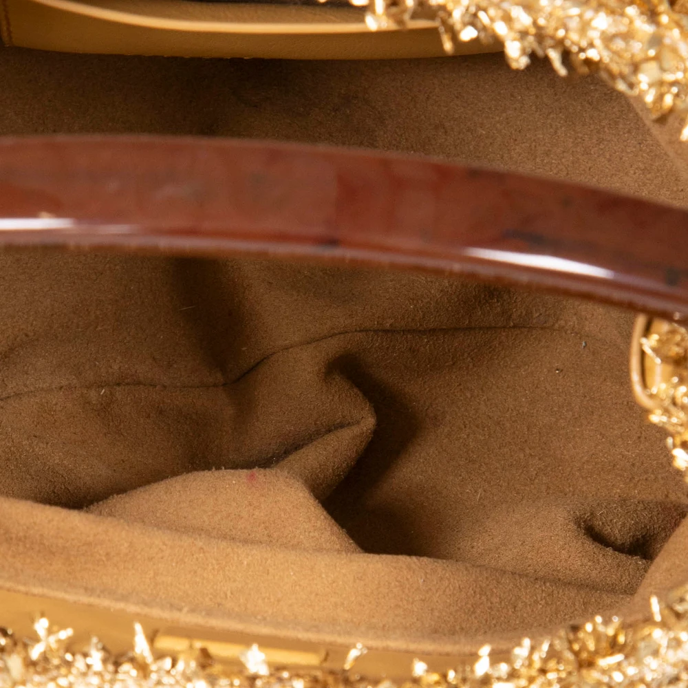 Dries Van Noten Gold Crushed Tinsel Top Handle Bag