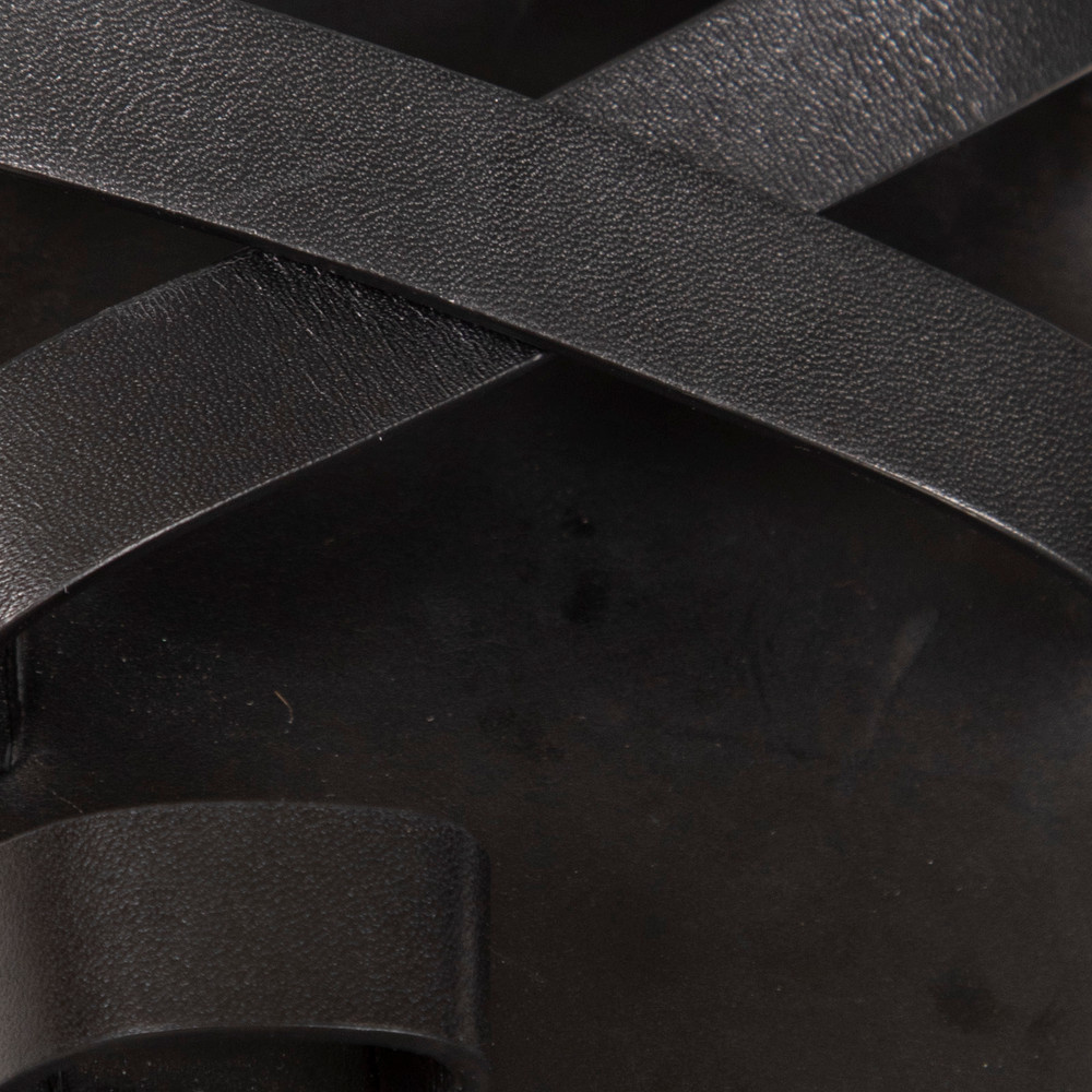 The Row Black Leather Cross Strap Kris Sandals