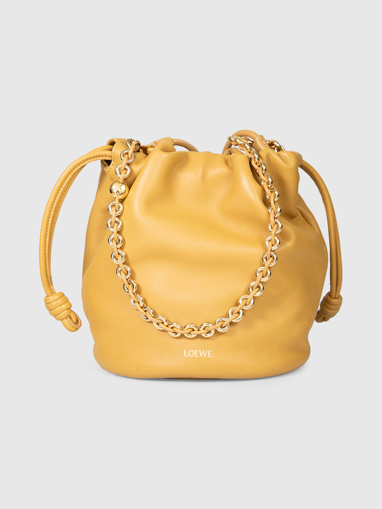 Loewe Mustard Yellow Leather Medium Flamenco Bag