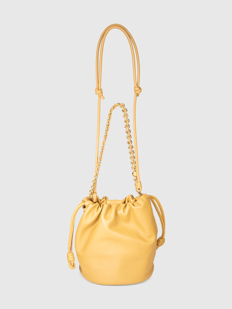 Loewe Mustard Yellow Leather Medium Flamenco Bag