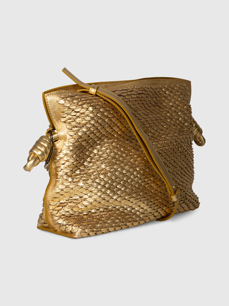 Loewe Gold Leather Scales Medium Flamenco Clutch