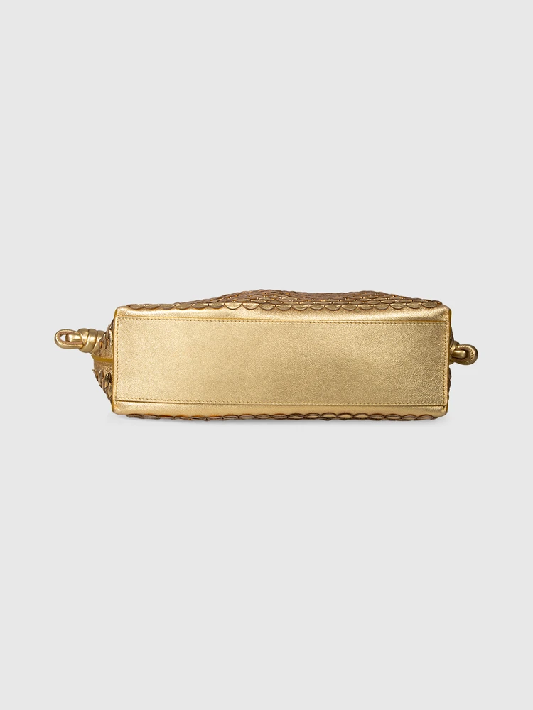 Loewe Gold Leather Scales Medium Flamenco Clutch