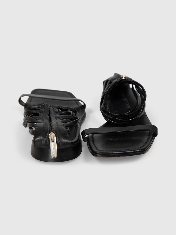 Sergio Rossi Black Leather Strappy Sandals