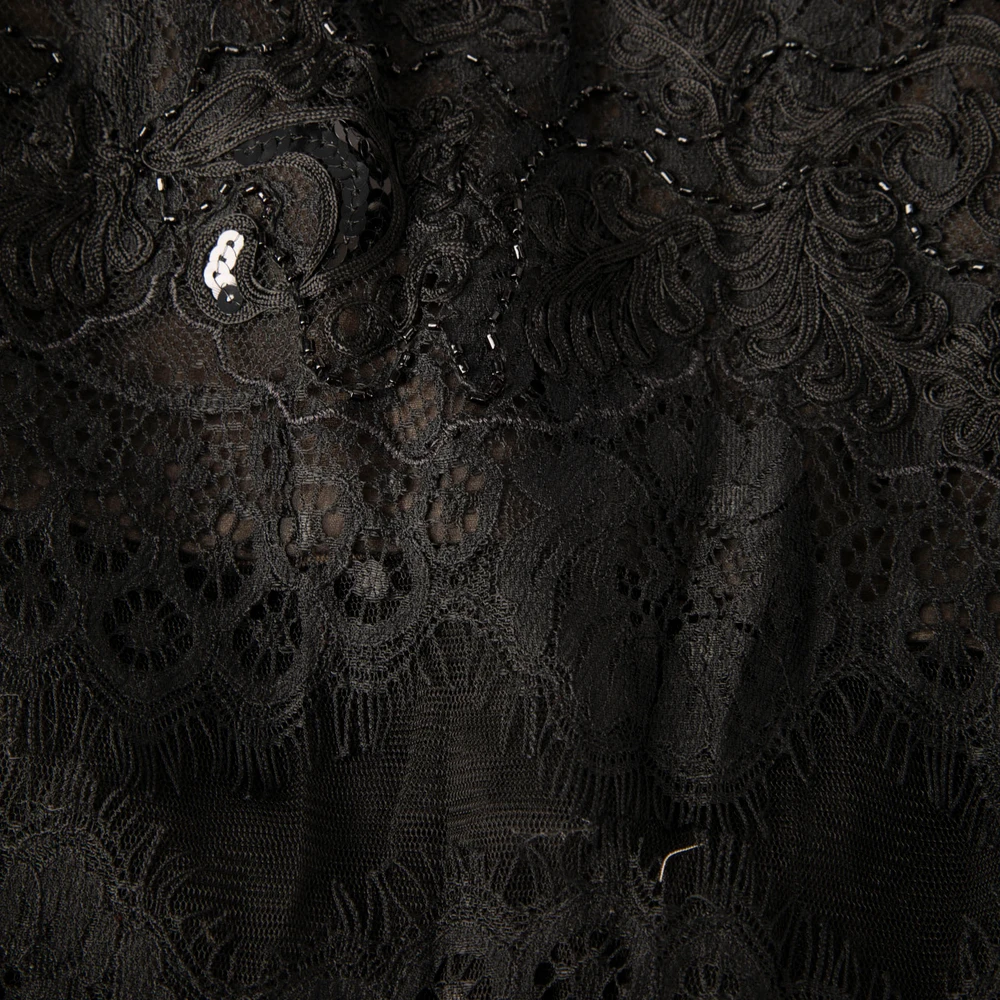 Marchesa Notte Black Lace Sequinned Mini Dress
