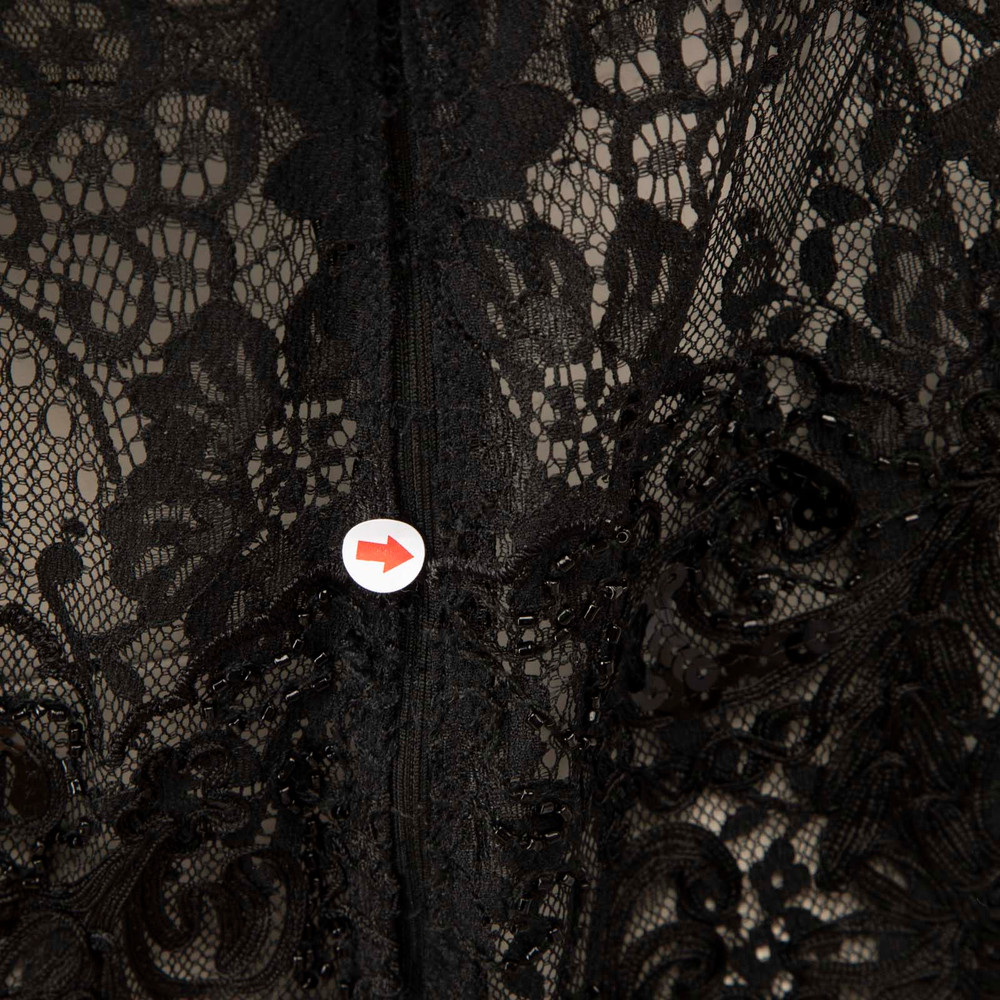 Marchesa Notte Black Lace Sequinned Mini Dress