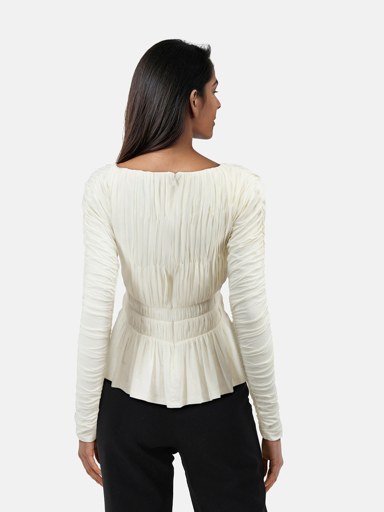 Tove Ecru Ruched Long Sleeve Lydia Blouse