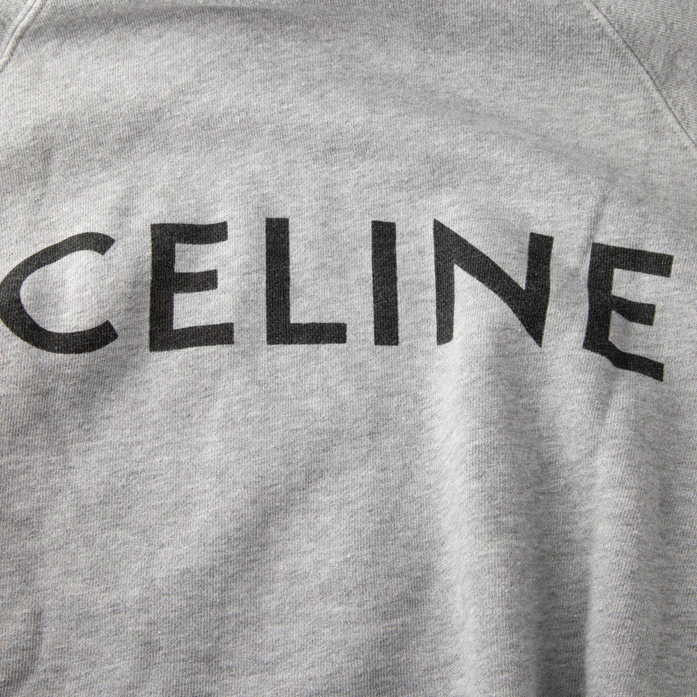 Céline Grey Logo Print Hoodie