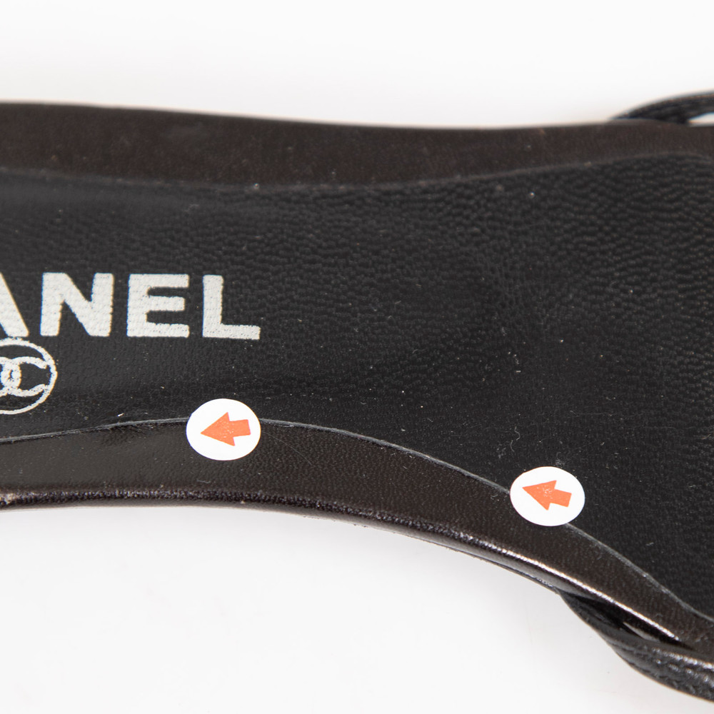 Chanel Black Leather Bow Sandals