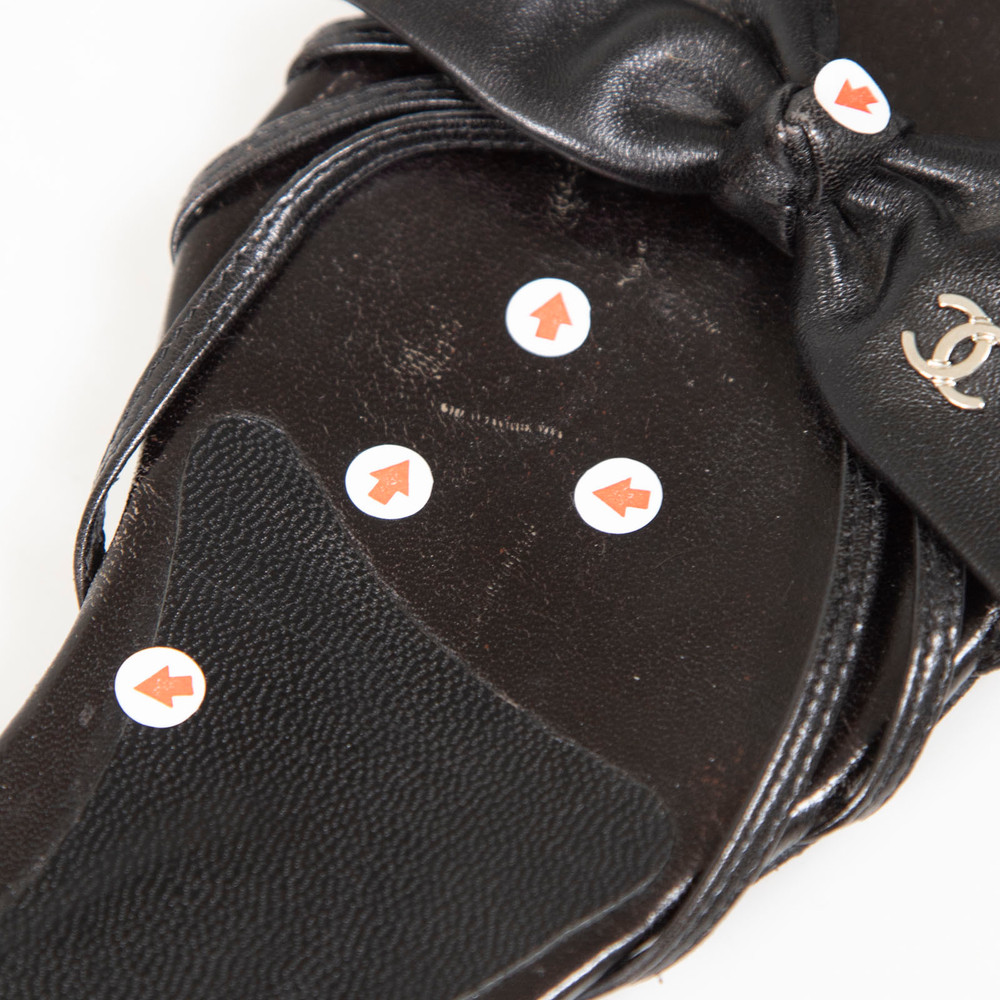 Chanel Black Leather Bow Sandals