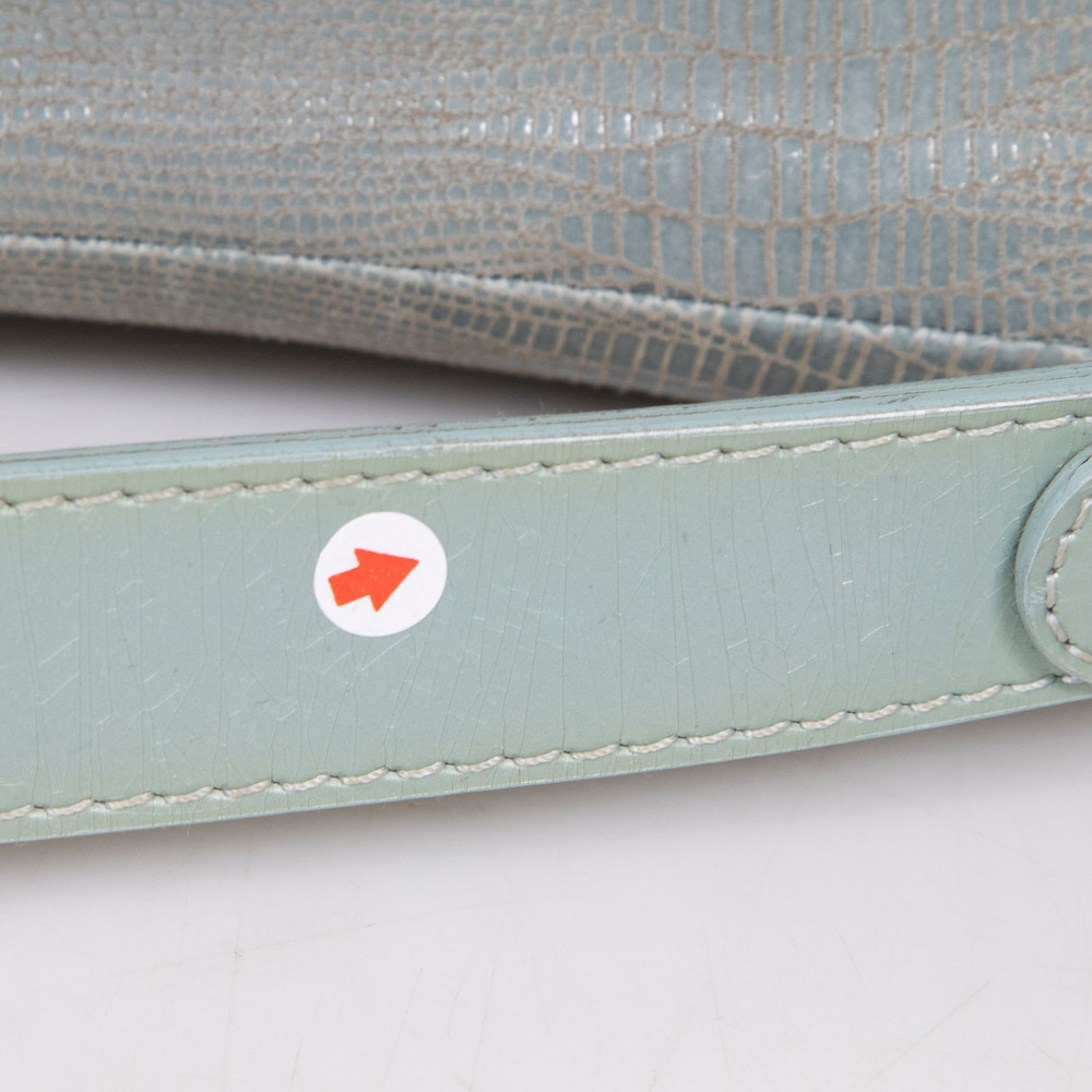 Dior Vintage Duck Egg Blue Lizard Emboss Double Saddle