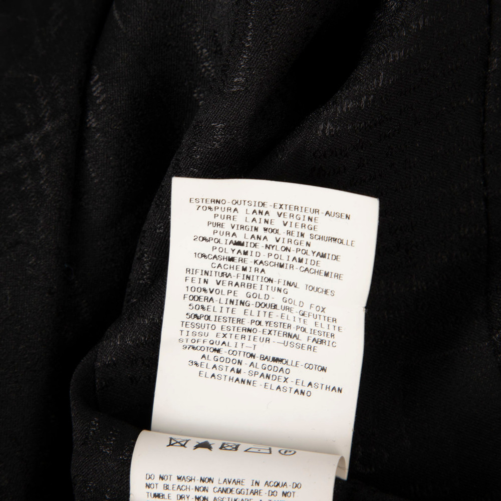 John Galliano Black Wool Fox Fur Cuff Long Coat
