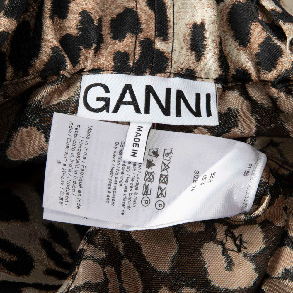 Second Hand Ganni Brown Leopard Print Mini Skirt