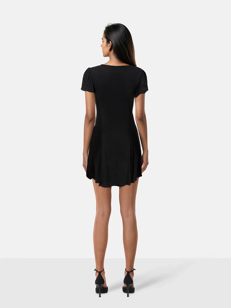Reformation Black Short Sleeve Mini Dress