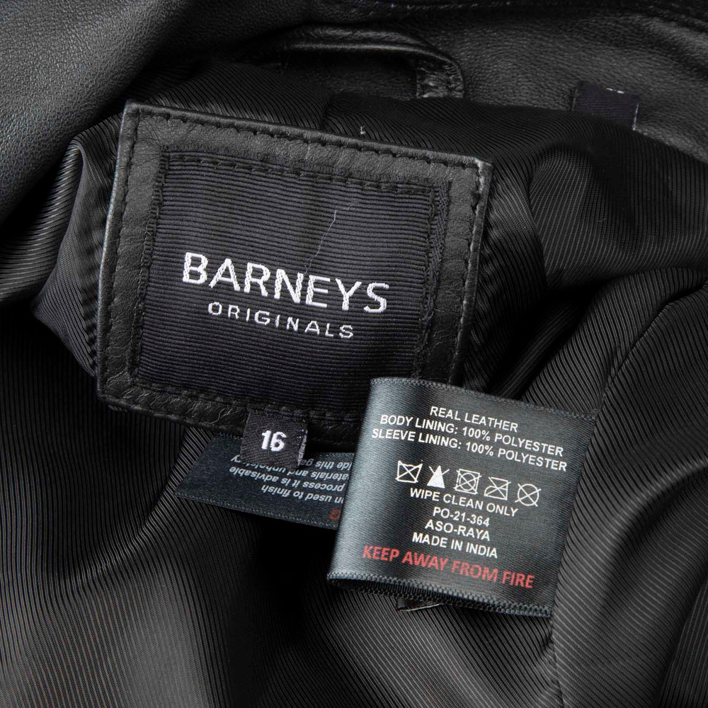 Barneys Originals Black Leather Fringed Jacket
