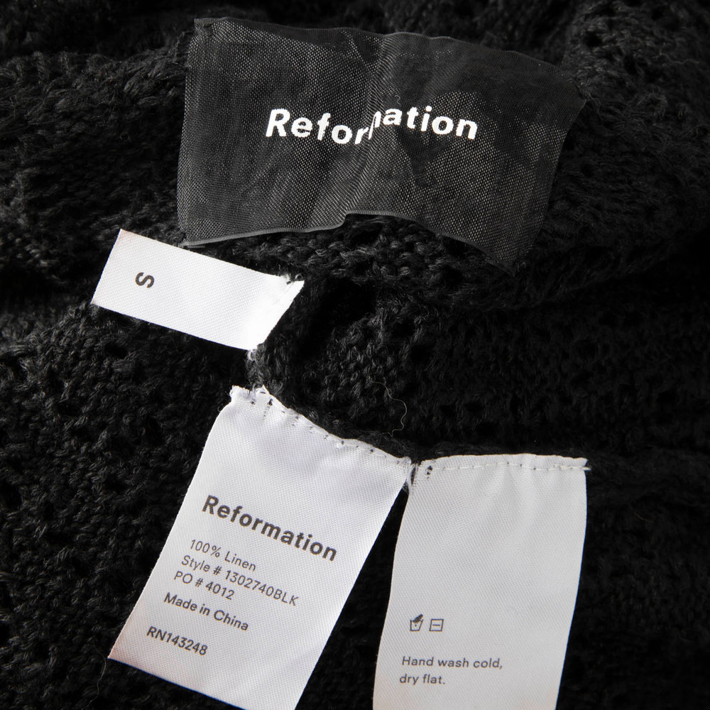 Reformation Black Crochet Mini Dress