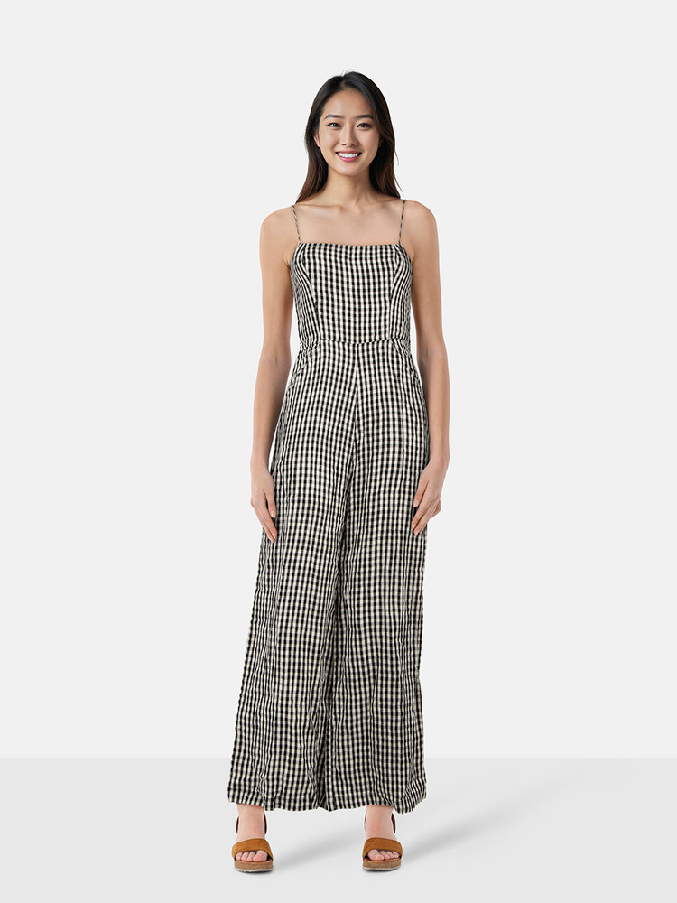 Reformation Black & White Gingham Jumpsuit