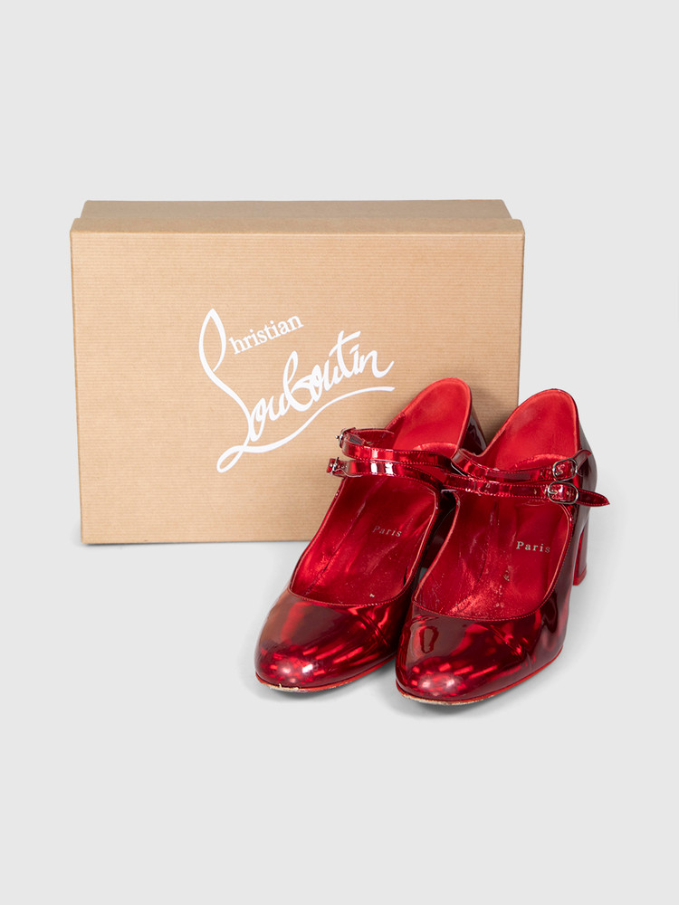 Christian Louboutin Red Patent Mary Jane Pumps