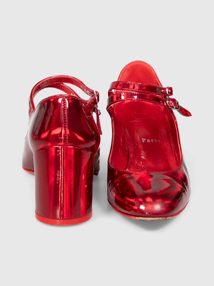 Christian Louboutin Red Patent Mary Jane Pumps
