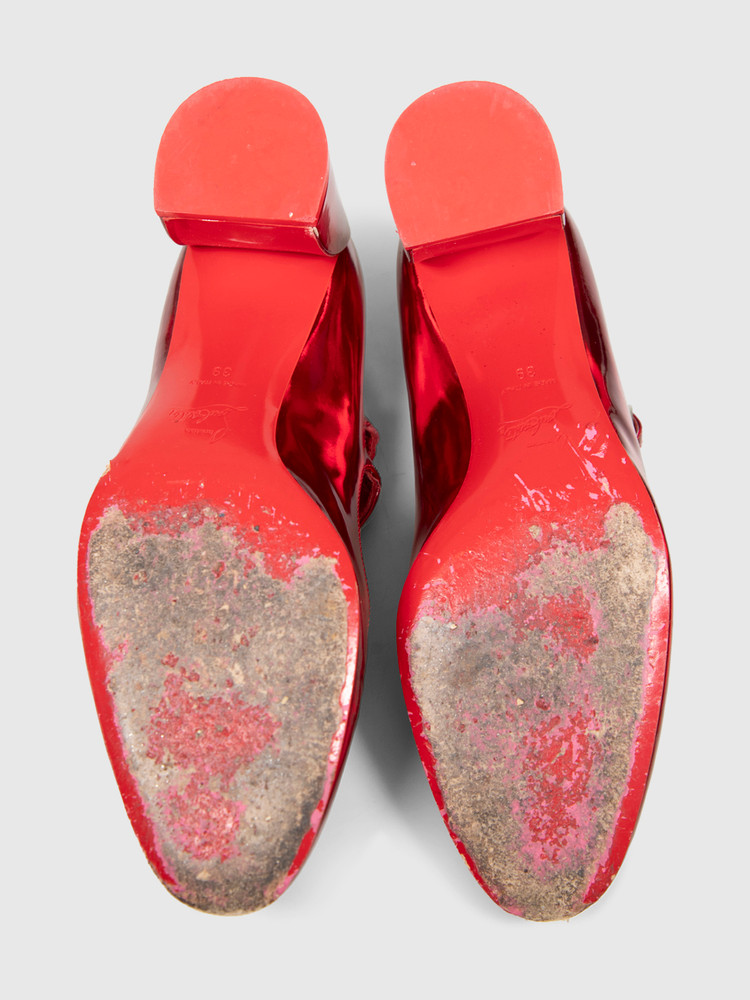 Christian Louboutin Red Patent Mary Jane Pumps