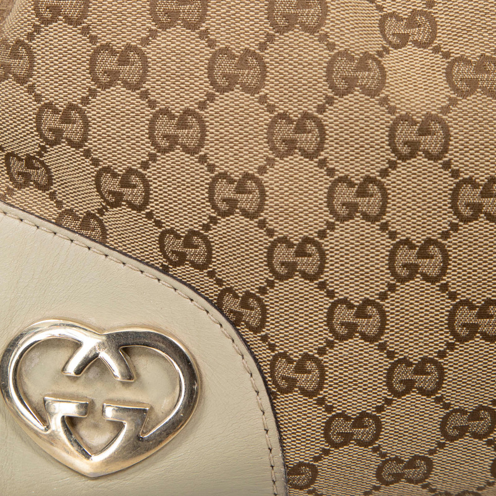Gucci Beige Monogram Lovely Heart Hobo Bag