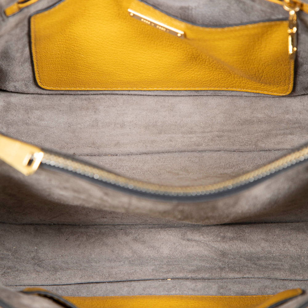 Miu Miu Two Tone Leather Medium Madras Tote Bag