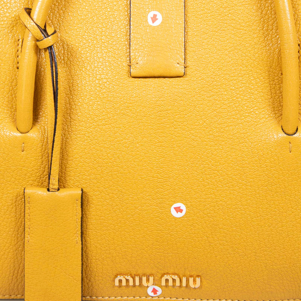 Miu Miu Two Tone Leather Medium Madras Tote Bag