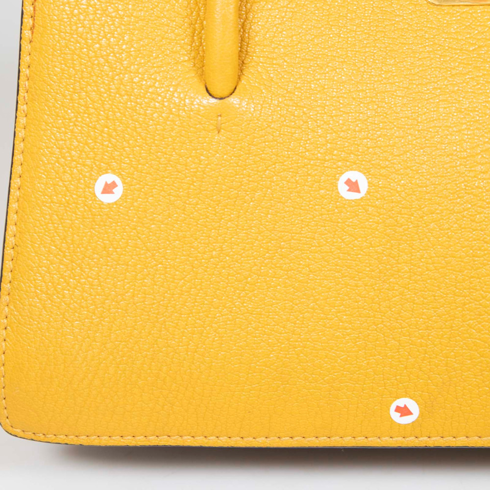 Miu Miu Two Tone Leather Medium Madras Tote Bag