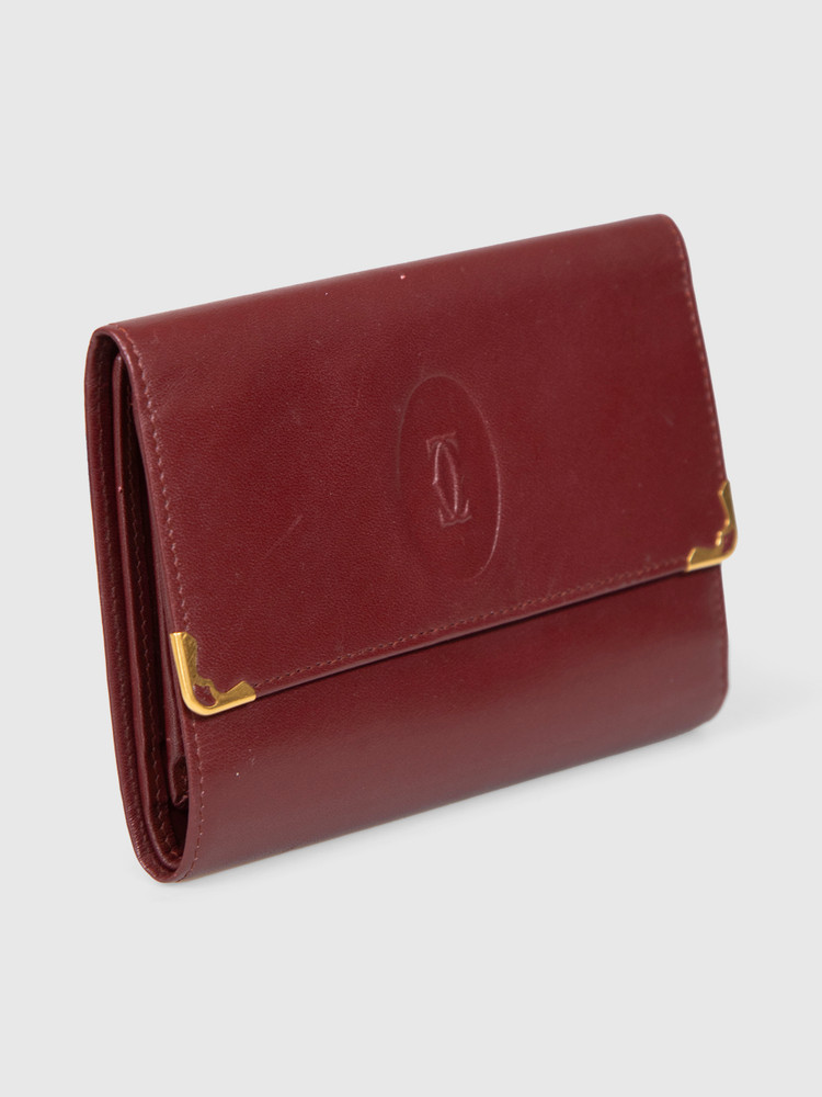 Cartier Bordeaux Leather Must de Cartier Tri Fold Wallet