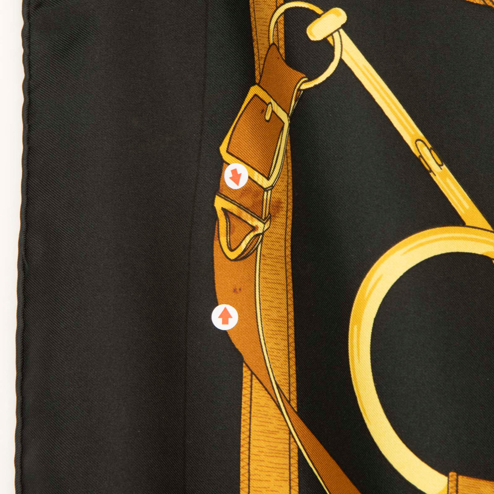 Hermès Black Silk Eperon D’Or Scarf