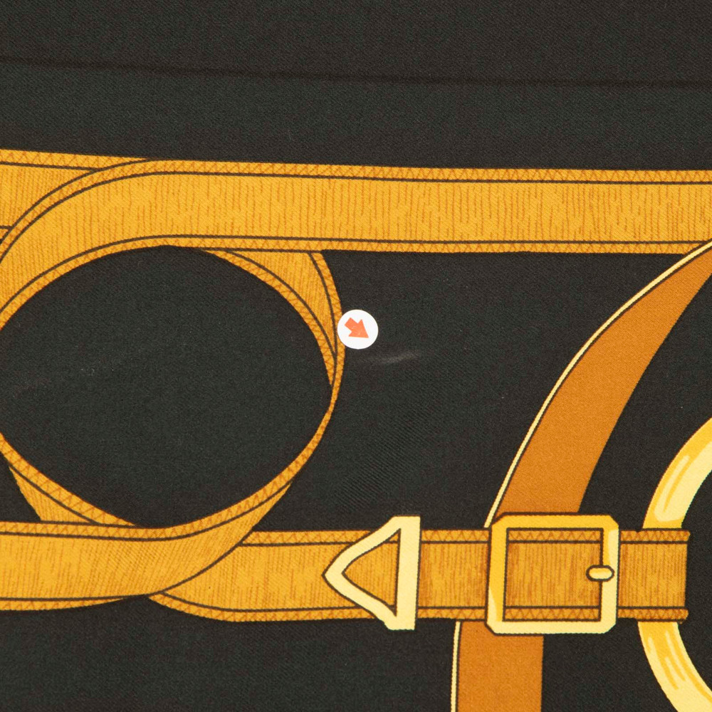 Hermès Black Silk Eperon D’Or Scarf