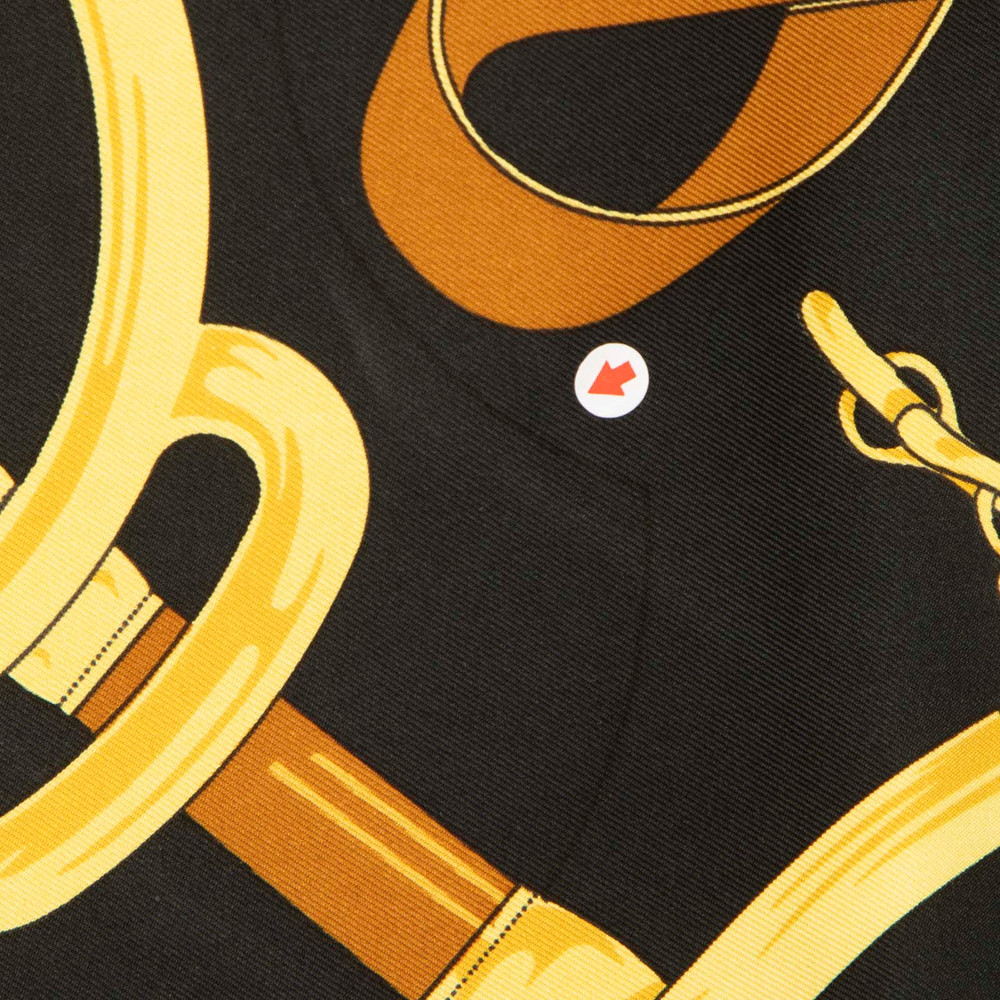 Hermès Black Silk Eperon D’Or Scarf