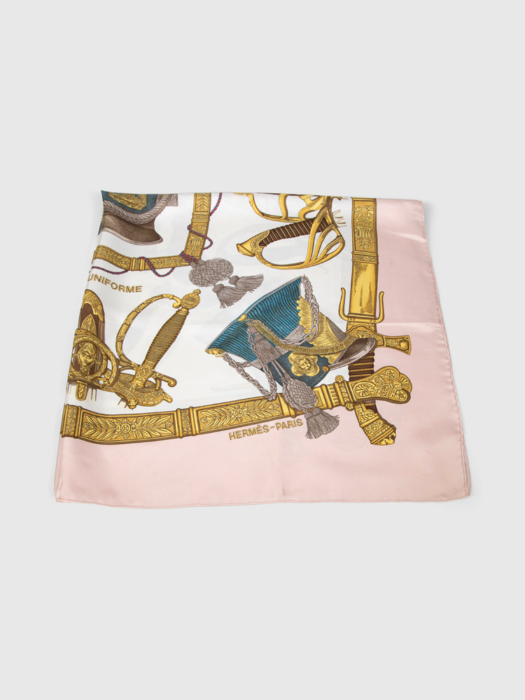 Hermès Vintage Pink Silk Grand Uniforme Scarf
