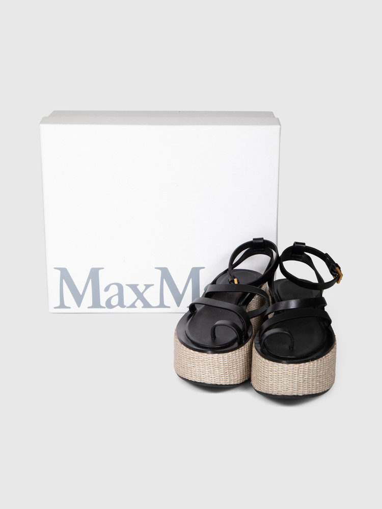 Max Mara Black Leather Platform Sandals