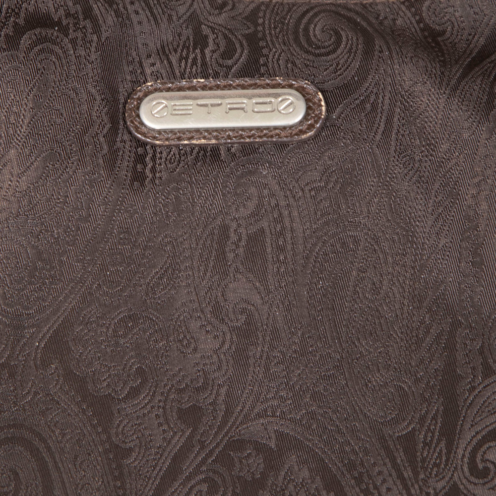 Etro Brown Paisley Print Top Handle Bag