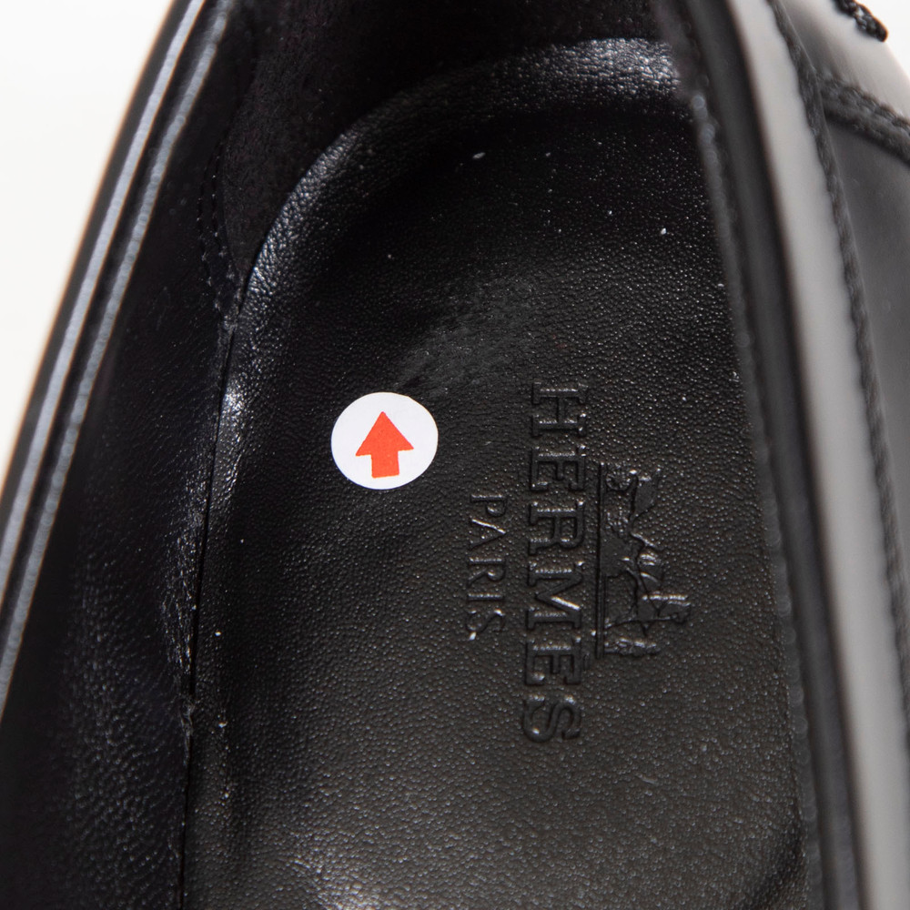Hermès Black Leather Fringed Destin Loafers