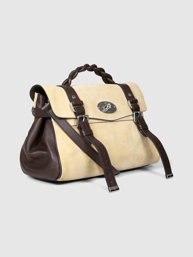 Mulberry Beige Suede Alexa Top Handle Bag