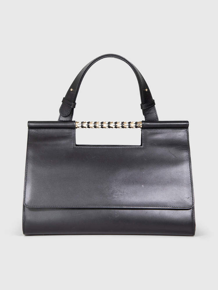 Bvlgari Black & Leopard Pony Hair Scaglie Serpenti Bag