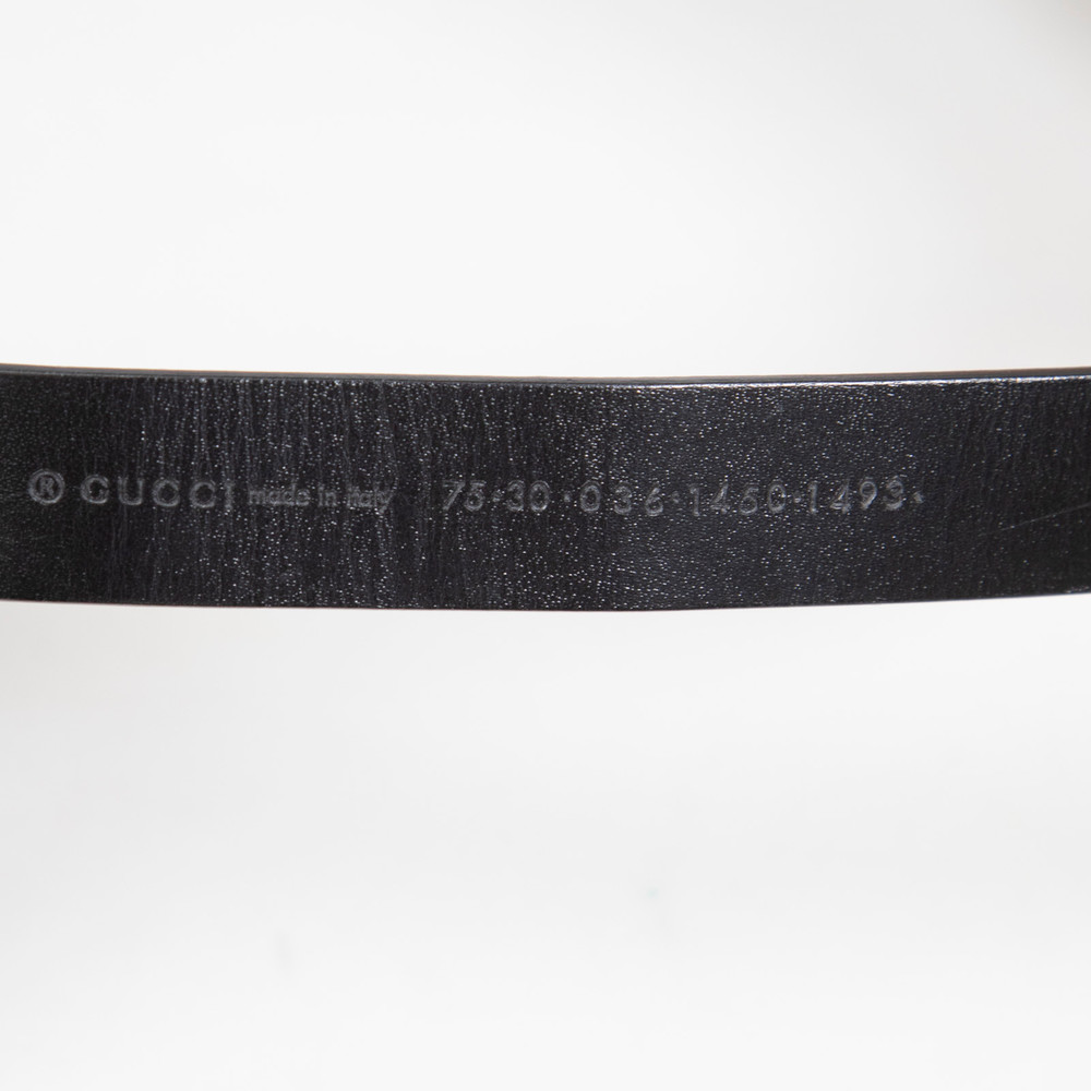 Gucci Black Leather Logo Buckle Belt