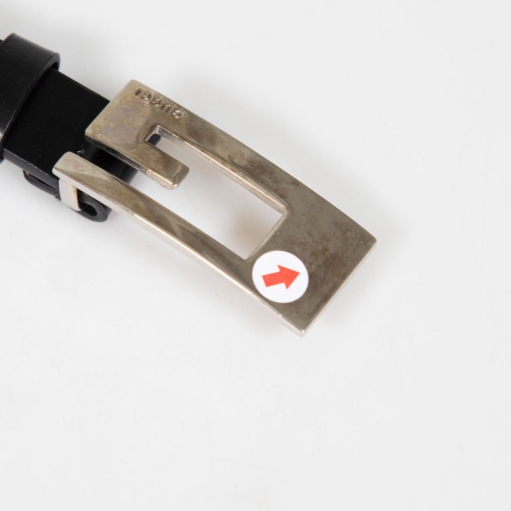 Gucci Black Leather Logo Buckle Belt